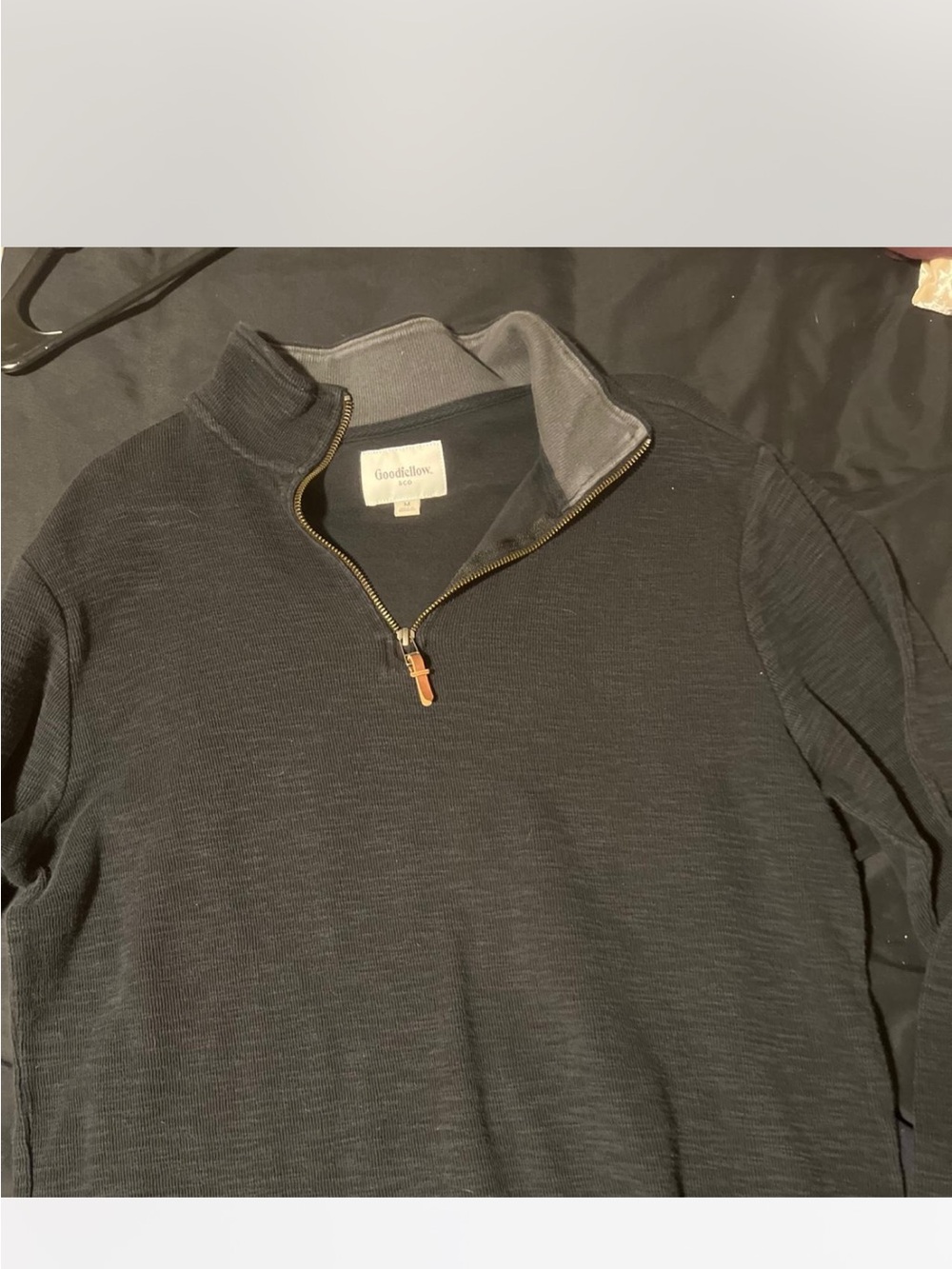 Goodfellow & Co Women’s Black Half-Zip Sweater with Leather Pull